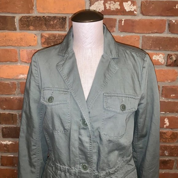 Talbots Green Linen Blend Utility Jacket Size Small - Picture 2 of 6